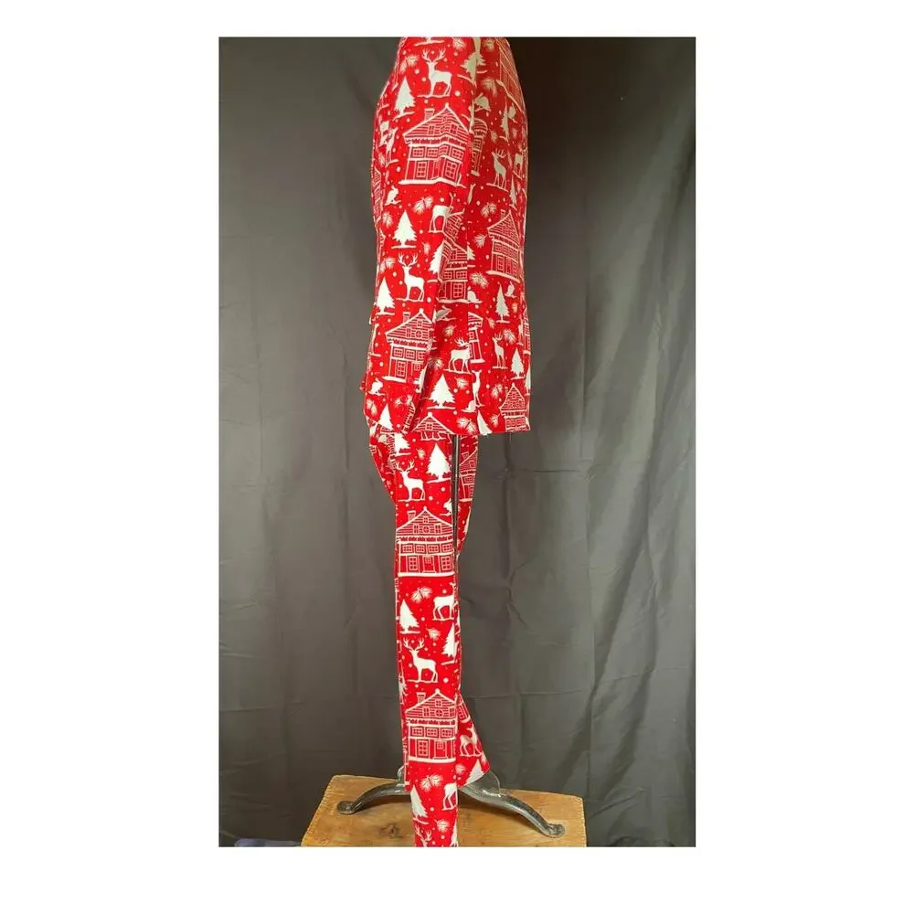 Ugly Christmas Suit, OPPOSUITS, Blazer & Trousers Red & White silhouettes